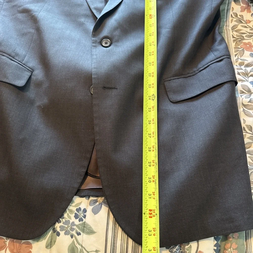 Jos. A. Bank Suit Mens 44lL Charcoal Check 100% Wool 38x32 Cuffed Pants
